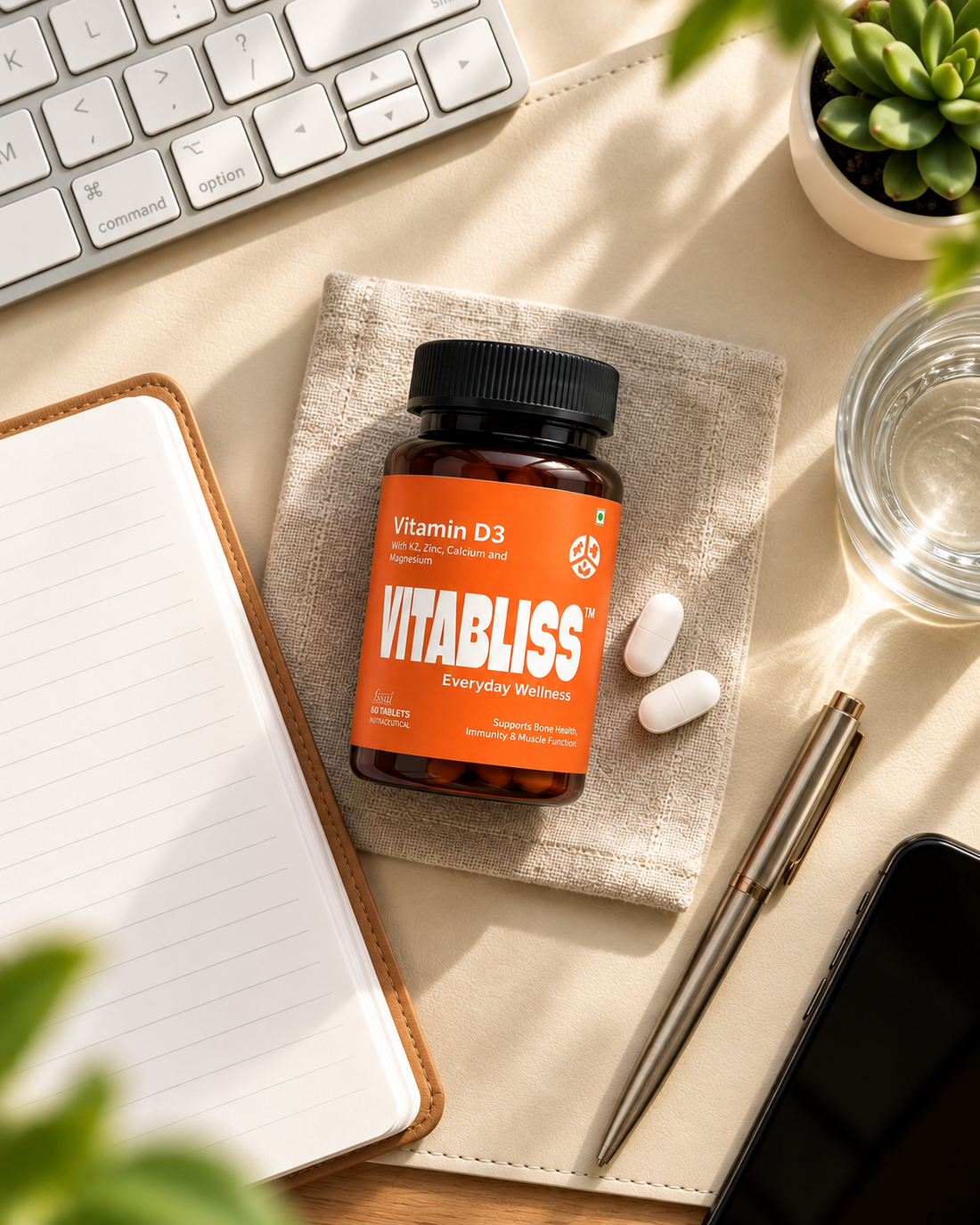 VitaBliss Vegan Vitamin D3 + K2-MK7 + Magnesium