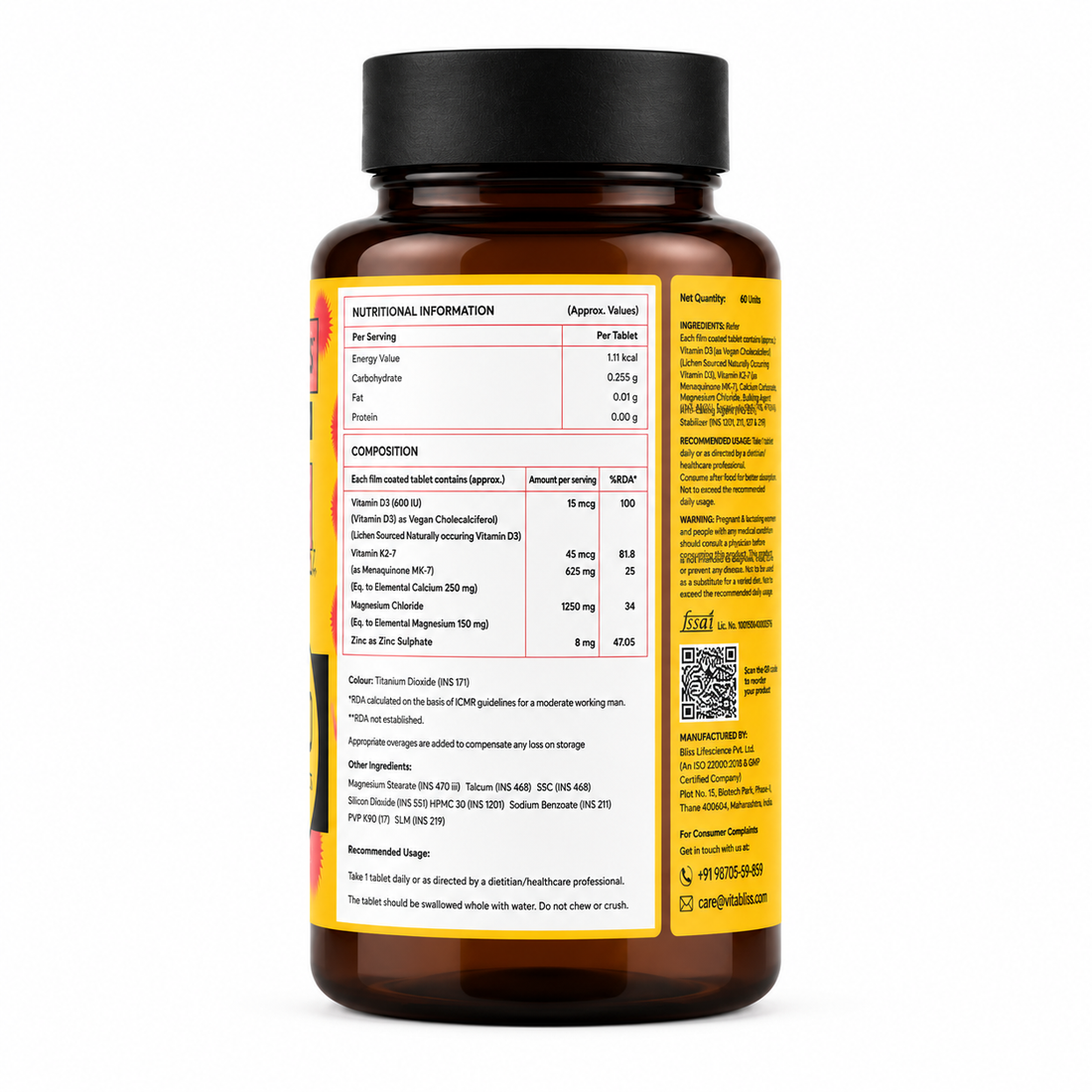 VitaBliss Vegan Vitamin D3 + K2-MK7 + Magnesium